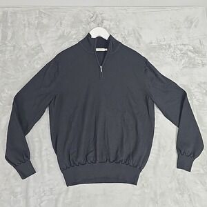 Suitsupply Men's Pure Wool Quarter Zip Mock Neck Pullover Sweater XL Black